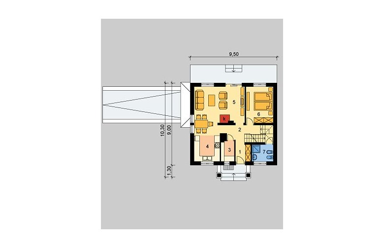 Projekt domu jednorodzinnego LK&138 - parter