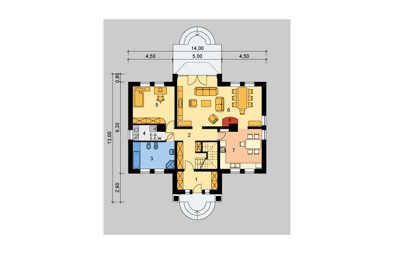 Projekt domu piętrowego LK&140 - parter