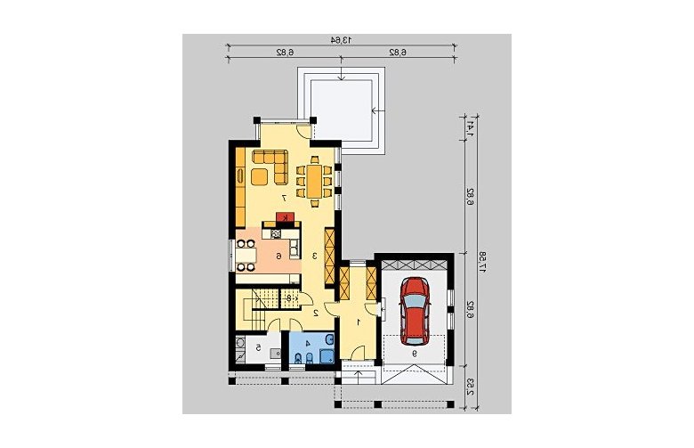 Projekt domu jednorodzinnego LK&141 - parter