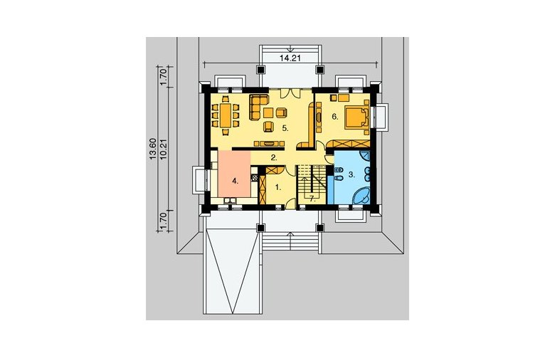 Projekt domu piętrowego LK&149 - parter