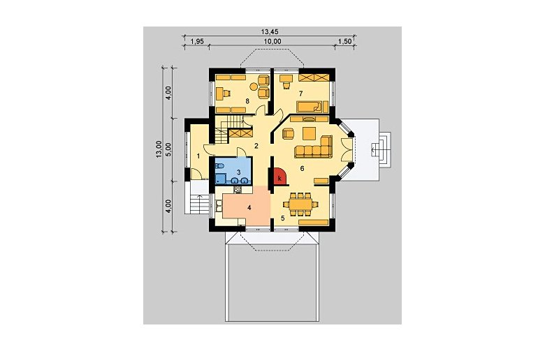 Projekt domu jednorodzinnego LK&151 - parter