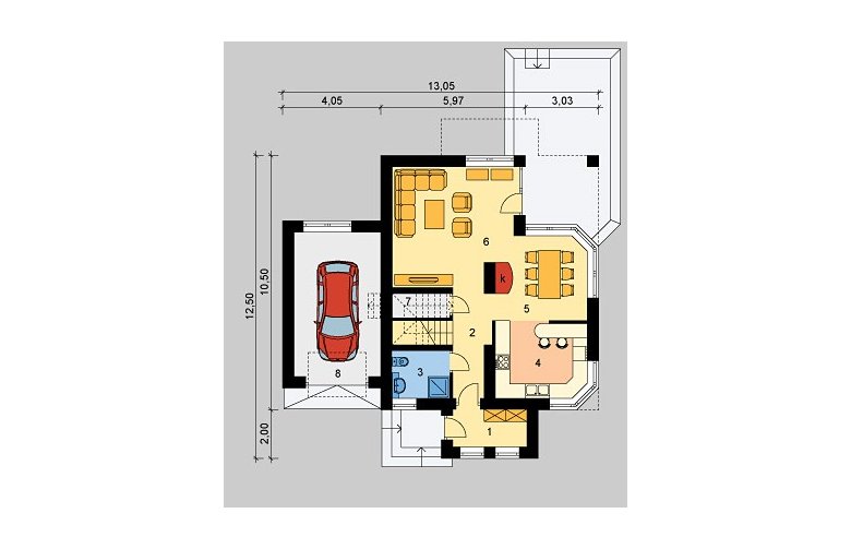 Projekt domu jednorodzinnego LK&163 - parter