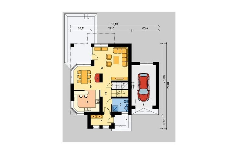 Projekt domu jednorodzinnego LK&163 - parter