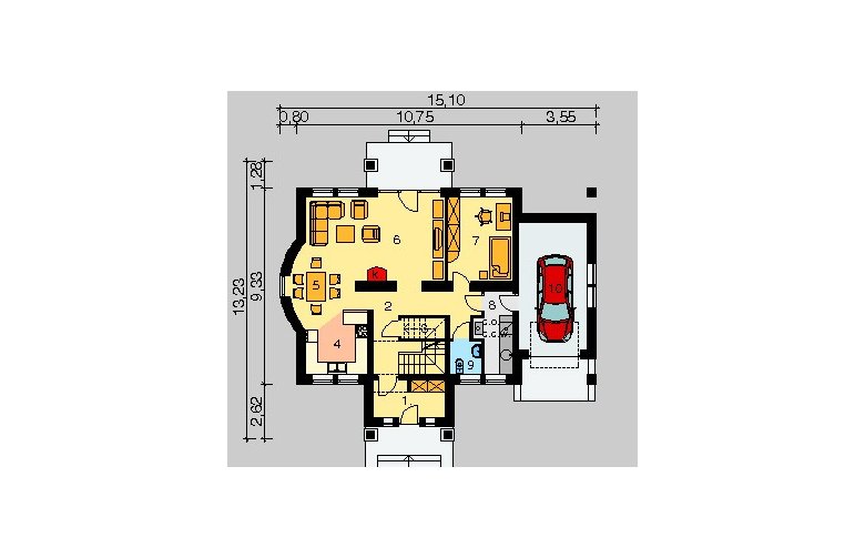 Projekt domu jednorodzinnego LK&165 - parter