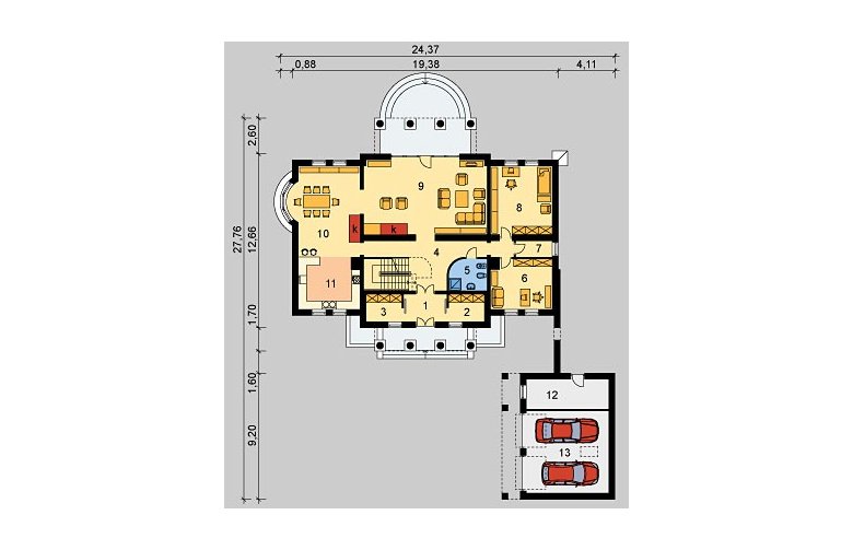 Projekt domu jednorodzinnego LK&170 - parter