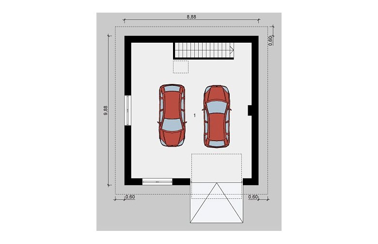 Projekt domu dwurodzinnego G21 - parter