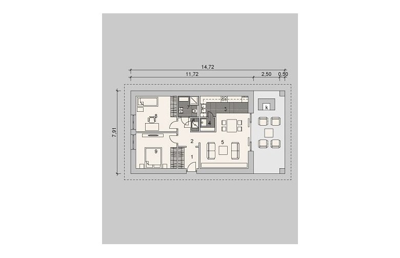 Projekt domu dwurodzinnego LK&930 - parter