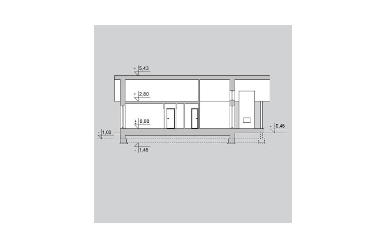 Projekt domu dwurodzinnego LK&930 - przekrój 1