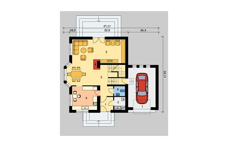 Projekt domu jednorodzinnego LK&182 - parter