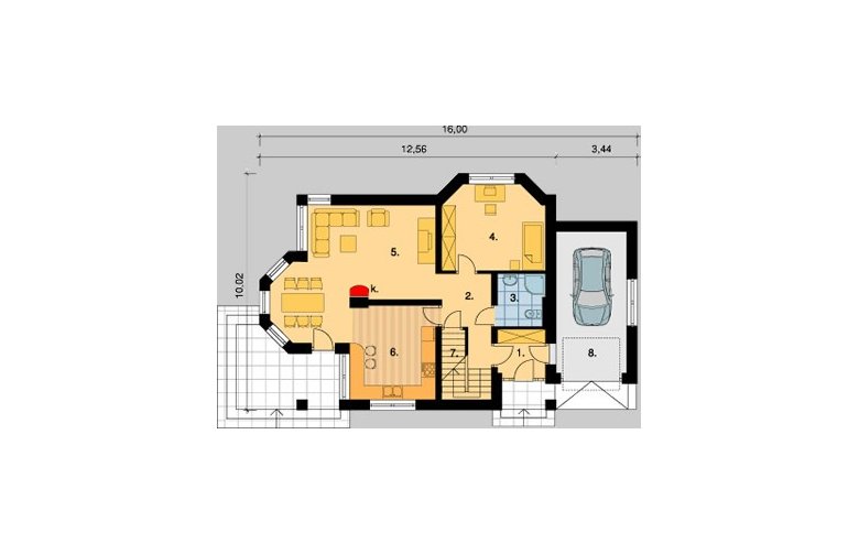 Projekt domu jednorodzinnego LK&193 - parter