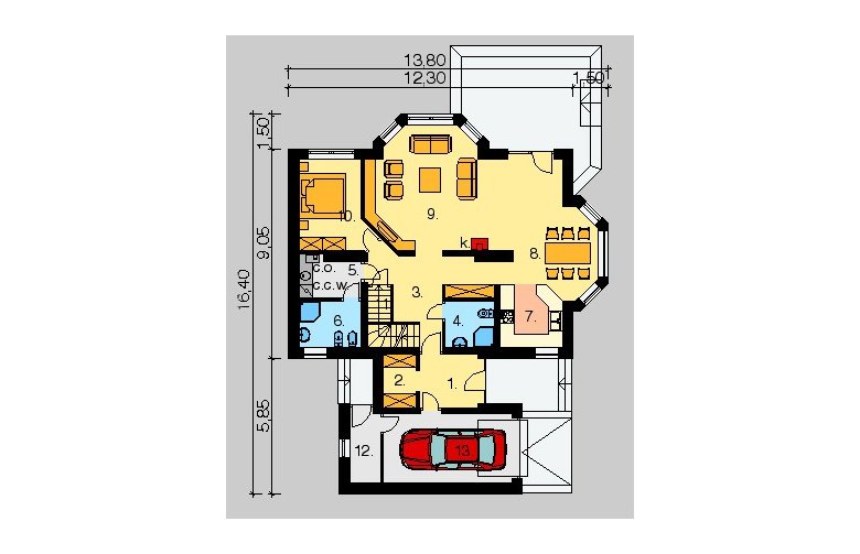 Projekt domu jednorodzinnego LK&210 - parter