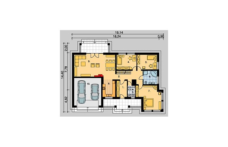 Projekt domu dwurodzinnego LK&221 - parter