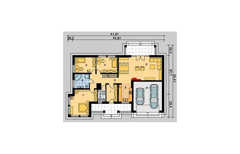 Projekt domu dwurodzinnego LK&221 - parter