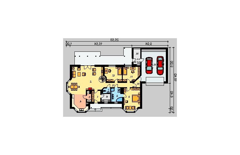 Projekt domu dwurodzinnego LK&222 - parter