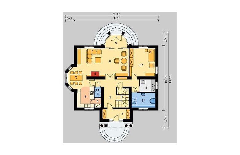 Projekt domu piętrowego LK&225 - parter