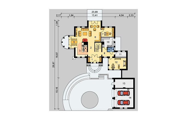 Projekt domu piętrowego LK&229 - parter