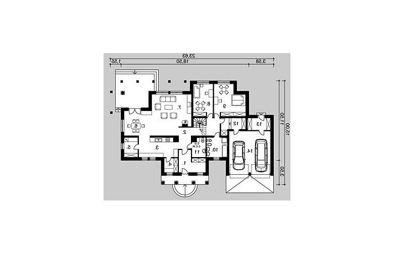 Projekt domu piętrowego LK&230 - parter