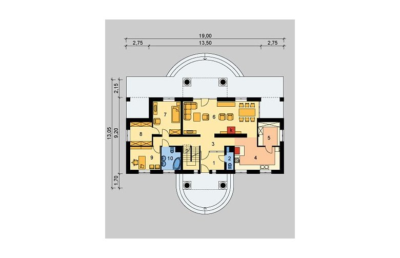 Projekt domu piętrowego LK&237 - parter