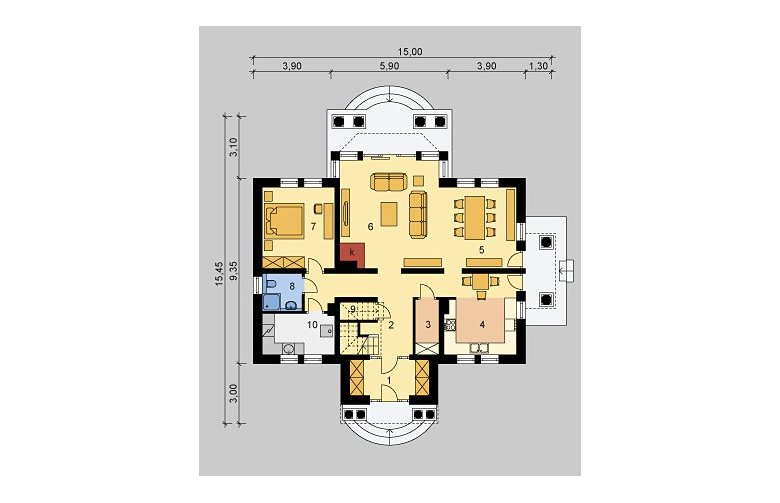 Projekt domu piętrowego LK&796 - parter