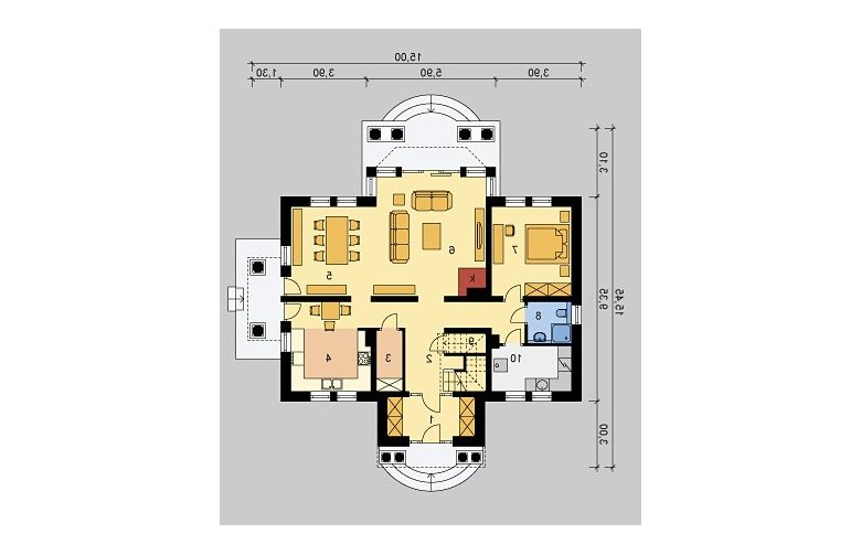 Projekt domu piętrowego LK&796 - parter