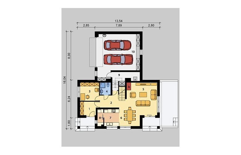 Projekt domu jednorodzinnego LK&244 - parter