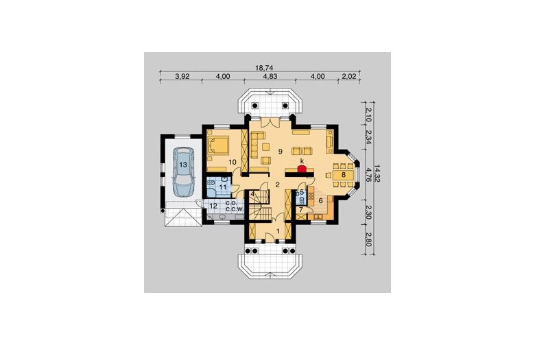 Projekt domu piętrowego LK&248 - parter