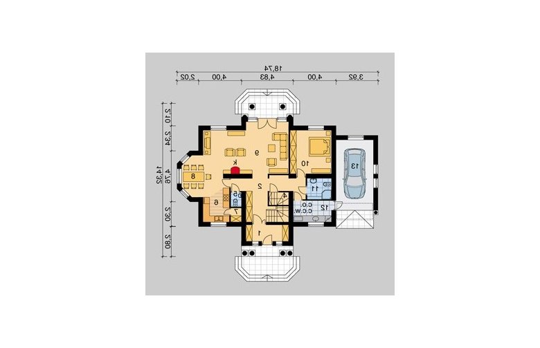 Projekt domu piętrowego LK&248 - parter