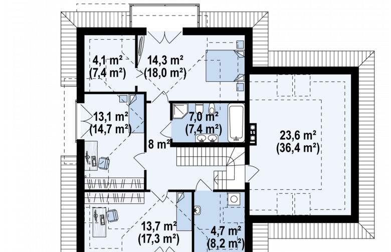 Projekt domu piętrowego Z284 - rzut poddasza