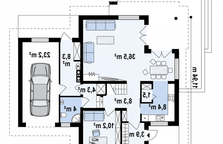 Projekt domu piętrowego Z284 - rzut parteru