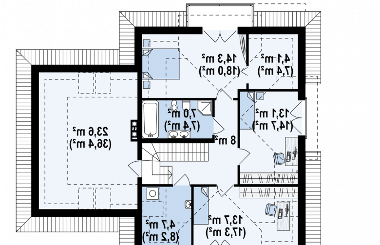 Projekt domu piętrowego Z284 - rzut poddasza