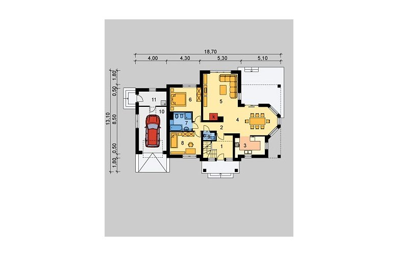 Projekt domu jednorodzinnego LK&259 - parter