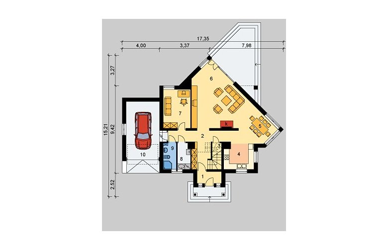 Projekt domu jednorodzinnego LK&261 - parter