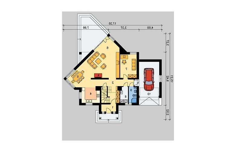 Projekt domu jednorodzinnego LK&261 - parter