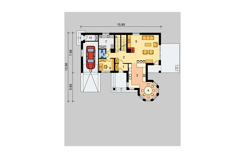 Projekt domu jednorodzinnego LK&270 - parter