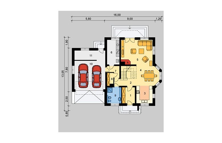 Projekt domu jednorodzinnego LK&273 - parter