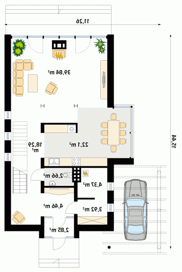 Rzut projektu Bryg - wersja lustrzana