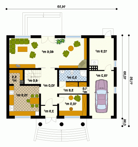 Rzut projektu Brawo 3 - wersja lustrzana