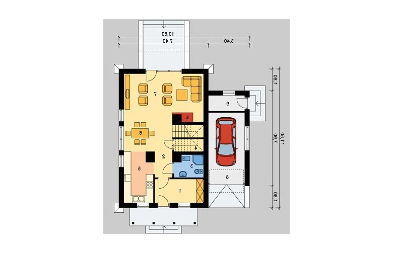 Projekt domu jednorodzinnego LK&274 - parter