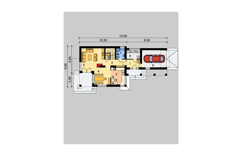 Projekt domu jednorodzinnego LK&348 - parter