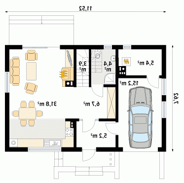 Rzut projektu Bielik dr-T - wersja lustrzana