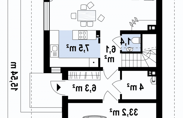 Projekt domu jednorodzinnego Z292 - rzut parteru