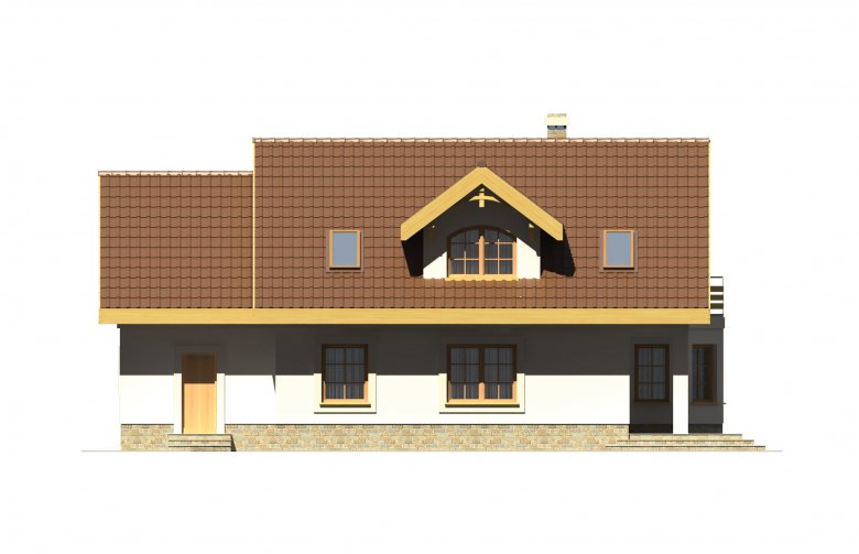 Projekt domu jednorodzinnego Prymulka z garażem - elewacja 2