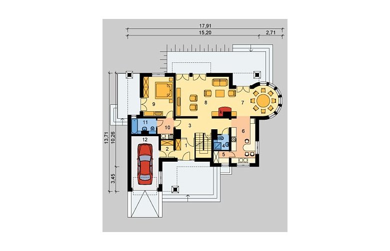 Projekt domu piętrowego LK&345 - parter