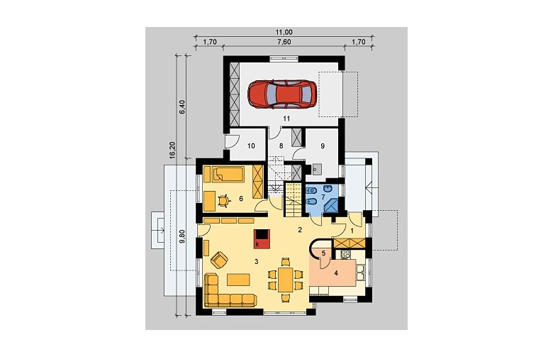 Projekt domu jednorodzinnego LK&290 - parter