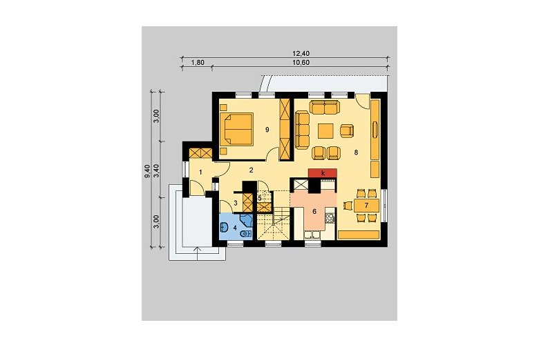 Projekt domu jednorodzinnego LK&303 - parter