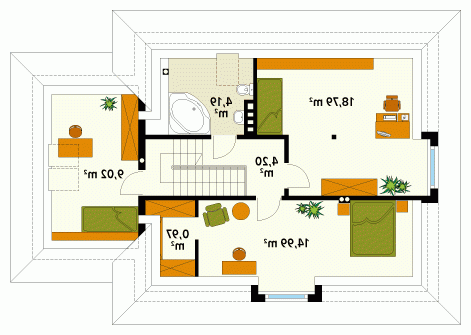 Rzut projektu Bryza 3 - wersja lustrzana