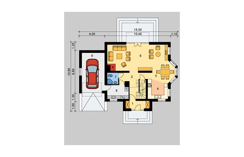 Projekt domu jednorodzinnego LK&315 - parter