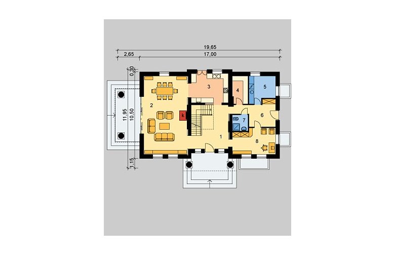 Projekt domu piętrowego LK&321 - parter
