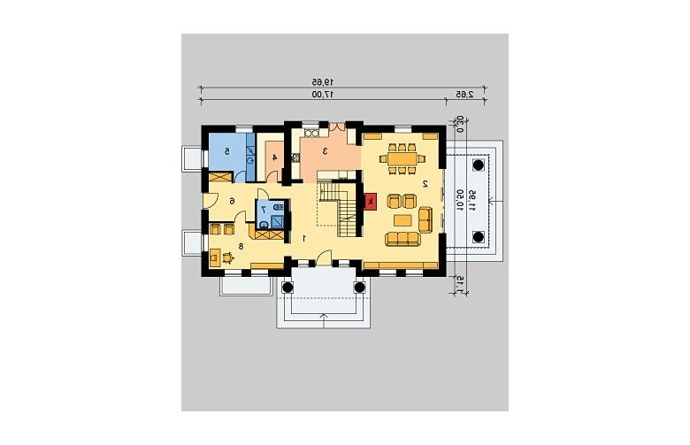 Projekt domu piętrowego LK&321 - parter