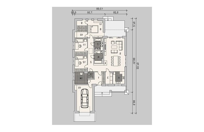 Projekt domu dwurodzinnego LK&877 - parter